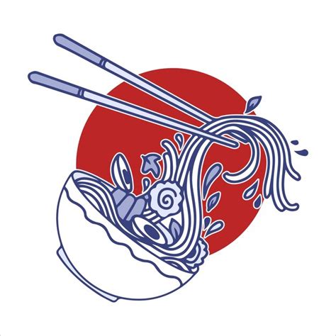 Sopa con fideos ramen Fideos Ilustración vectorial Comida asiática