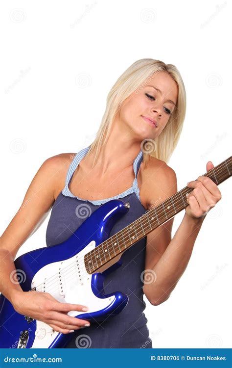 Pretty Blonde Guitar Player Stock Photo Image Of Instrument High