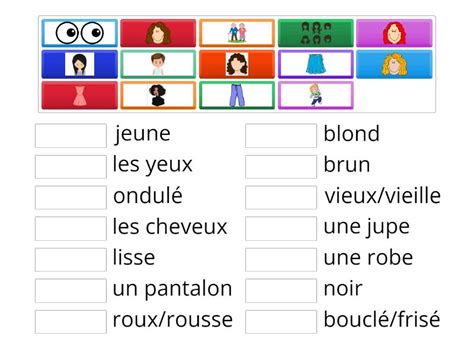 Decrire Une Personne Vocabulaire Match Up