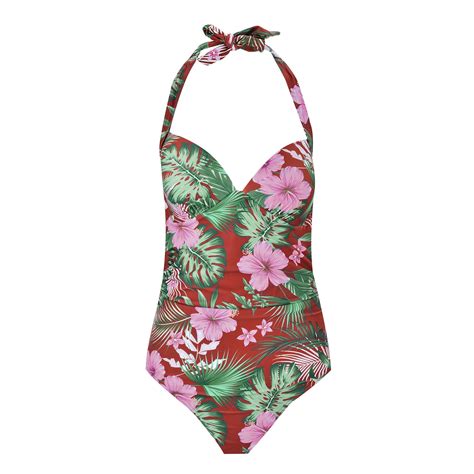 QIDA Summer Bikini Bottoms Womens Floral Conservative Halter Neck Swimsuit XL High Waisted