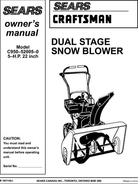 Craftsman User Manual Snow Blower Manuals And Guides L