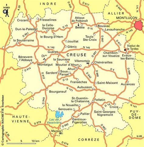 Carte de la Creuse Creuse carte du département 23 villes tourisme