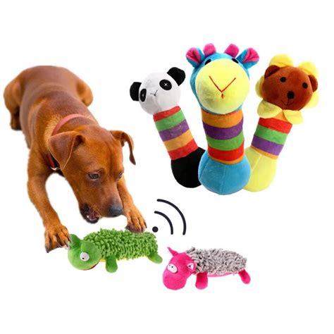 Funny Pet Dog Plush Squeaky Toy Fleece Dog Stuff Teeth Chew Toys