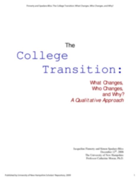 Solution The College Transition What Changes Who Changes And Why