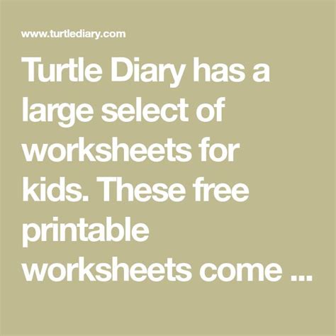 Turtle Diary Has A Large Select Of Worksheets For Kids These Free