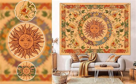 Aipon Yellow Sun And Moon Tapestry Hippie Indie Tapestries