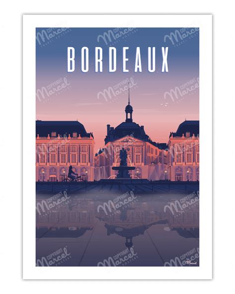 Vintage Poster Bordeaux "Place de la Bourse by night" - Marcel Travel ...