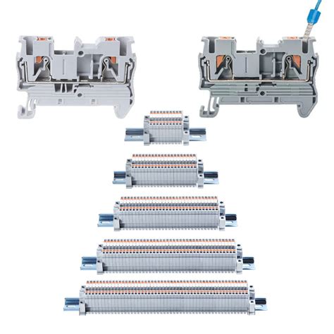 Din Rail Mounted Terminal Blocks Modular Set Screwless Spring Crimping