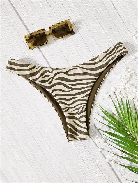 Shein Shein Swim Vcay Zebra Stripe Print Bikini Bottom Shein Usa