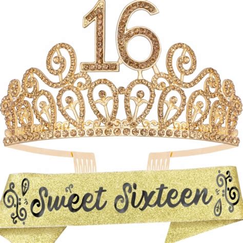 Sweet 16 Birthday Sash And Tiara Set Glitter Sash And Rhinestone Tiara