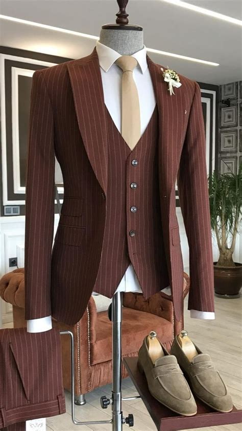 Bespokedaily Milford Burgundy Slim Fit Peak Lapel Striped Suit Artofit