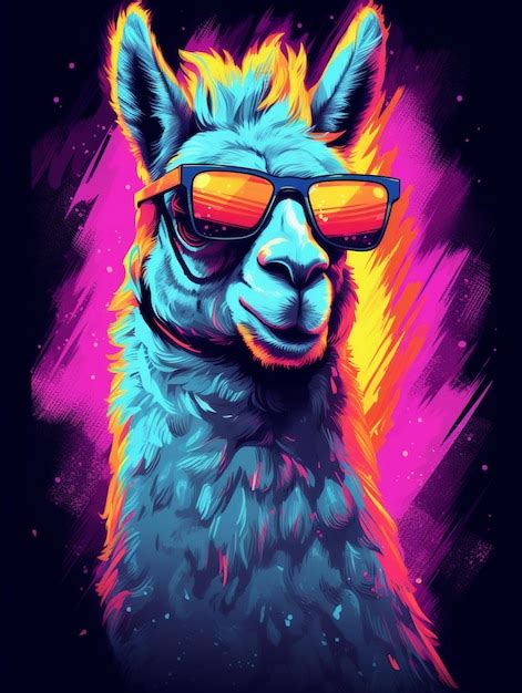 Premium AI Image A Close Up Of A Llama Wearing Sunglasses On A Black