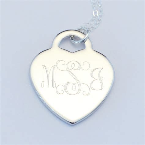 Custom Engraved Heart Charm Necklace Personalized T Etsy