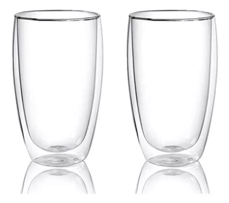 Set De Vasos Vidrio Doble Pared Fondo Curvo Ml Kb