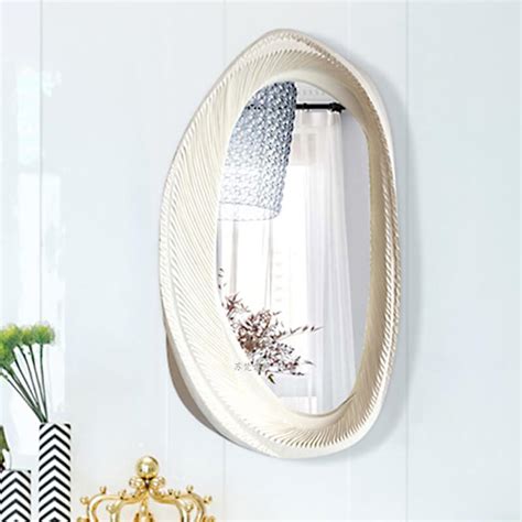 White Wood Framed Asymmetrical Mirror- CharmyDecor