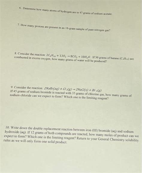 Solved 6 Determine How Many Atoms Of Hydrogen Are In 47 Chegg