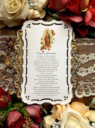 Virgin Of Guadalupe Patroness Of The Unborn Paper Lace Holy Card