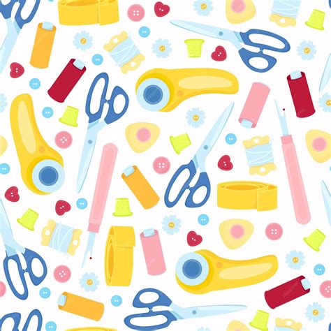 Premium Vector Seamless Pattern Of Sewing Tools