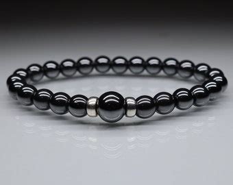 Black And Silver Hematite Mens Zirconia Bracelet Mens Bracelet