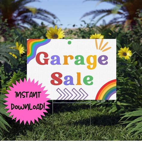 Bright Garage Sale Poster Yard Sale Printable Printable Garage Sale