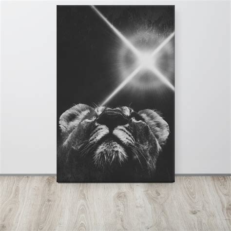 Lion Wall Art Black and White Lion Painting Canvas Black - Etsy