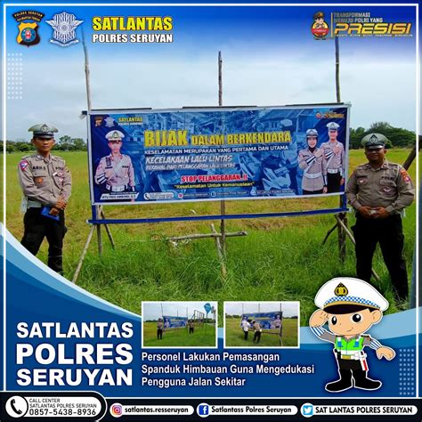 Satlantas Polres Seruyan Lakukan Pemasangan Spanduk Himbauan Di Area