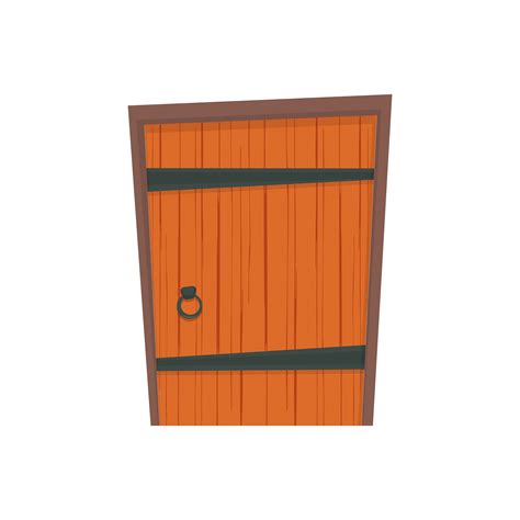 Antique rectangular entrance door with wood texture. Cartoon style ...