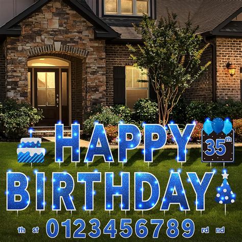 Yerliker 16 Pcs Happy Birthday Yard Signs With Stakes 32