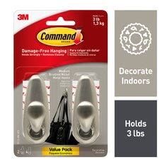 Command Medium Forever Classic Brushed Nickel Metal Hooks Value Pack