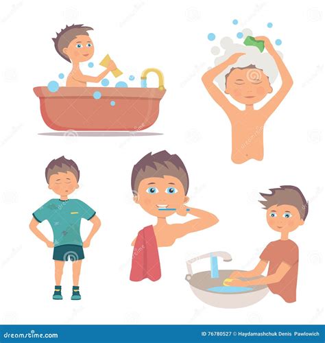 Morning Personal Hygiene And Hands Washing Procedure Hygiene Boy Stock