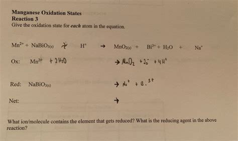 Solved Manganese Oxidation States Reaction 3 Give the | Chegg.com