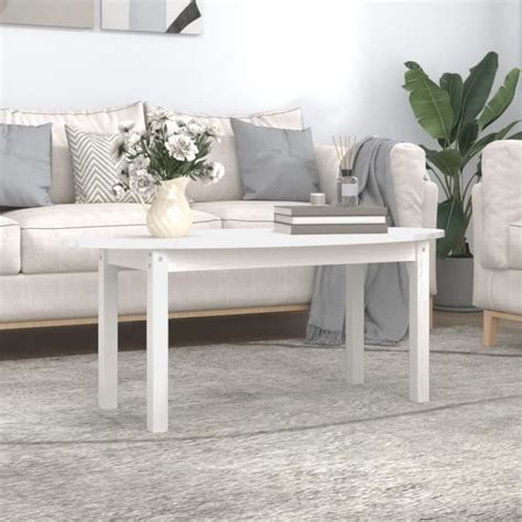 Table Basse ZERODIS Blanc Bois Massif Rectangulaire 110 Cm