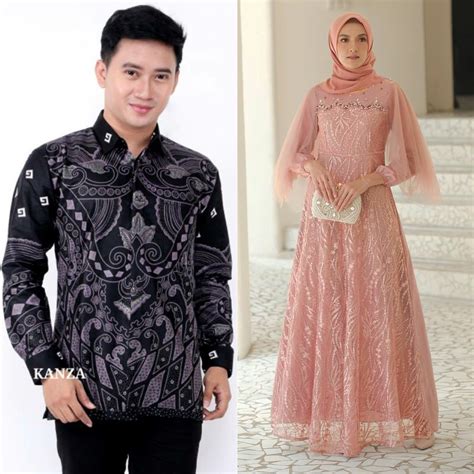 Jual Baju Batik Couple Gamis Brukat Batik Couple Baju Tunangan Gamis Brukat Couple Batik