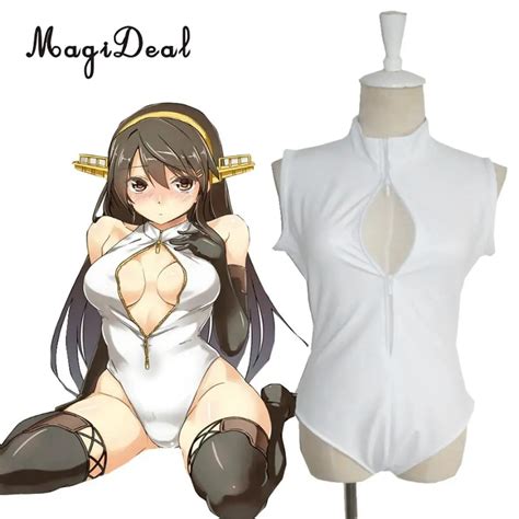 Magideal Sukumizu Sexy Japan Anime Open Chest Zipper Fabric Swimsuit Cosplay Swimwear School