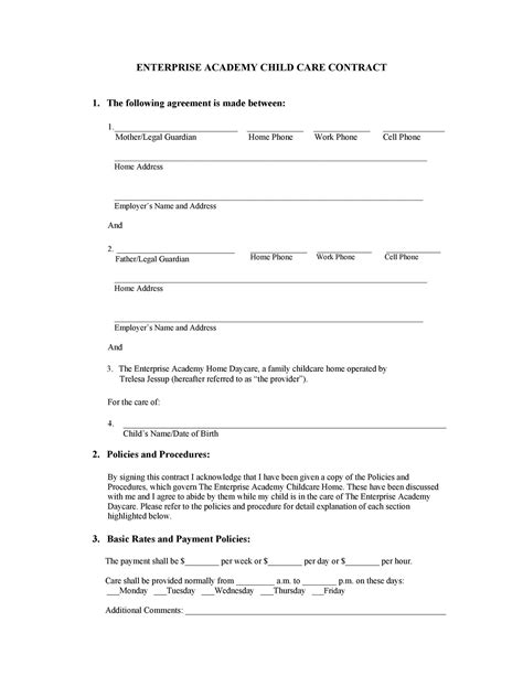 50 Daycare Child Care And Babysitting Contract Templates Free