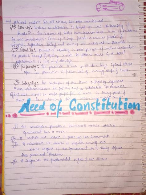 Handwritten Notes Of The Philosophy Of The Constitution Class Th