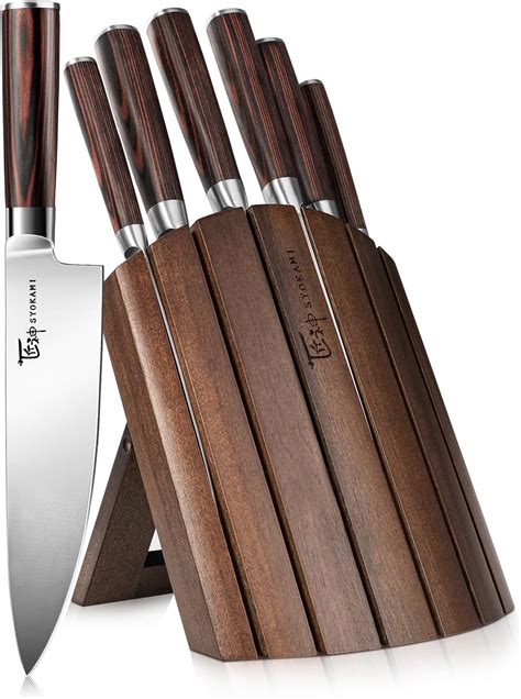 Amazon Brass And Walnut Piece Knife Block Set High Carbon