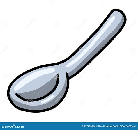 Een Cartoon Silver Kitchen Spoon Stock Illustratie Illustration Of