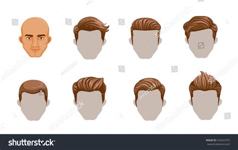 Set Men Cartoon Hairstyles Collection Fashionable Stock Vector Royalty