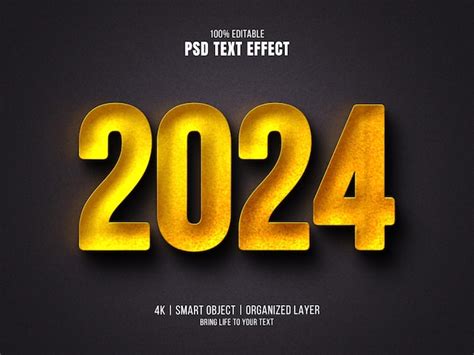 Premium PSD 2024 Happy New Year Editable Text Effect