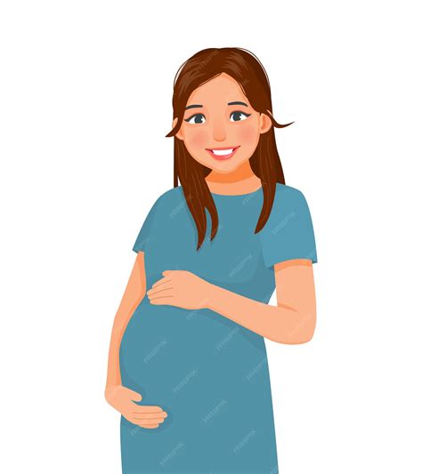 Premium Vector Beautiful Pregnant Woman Touching Her Big Belly