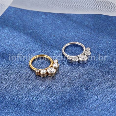 Piercing Argola Segmento Articulado 5 Pedras Infinity Piercing