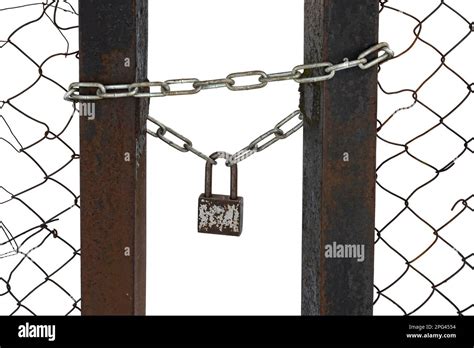 Rusty Old Padlock On A Chain Gate Lock Stock Photo Alamy