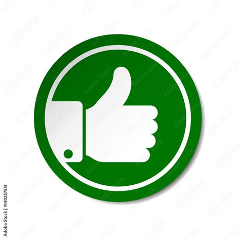 Green Thumb Up Button Round Sticker Vector Stock Vector Adobe Stock