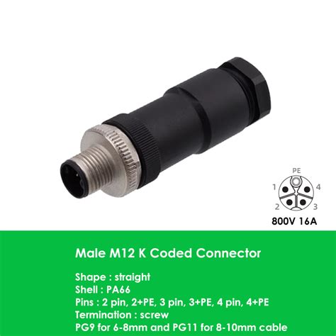 Male K Code M Connector Field Wireable Shine Industry