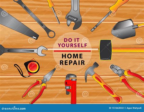 Do It Yourself Concept Or Set Of Hand Tools Stock Illustration