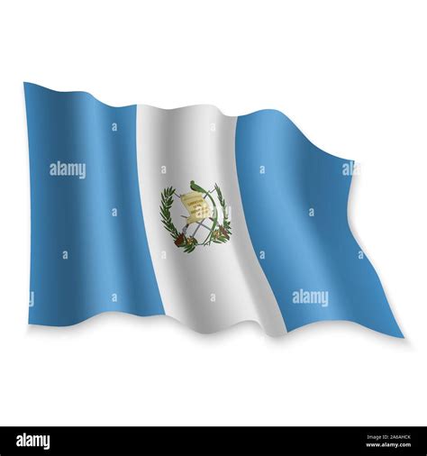 D Realistas Ondeando La Bandera De Guatemala Sobre Fondo Blanco Imagen