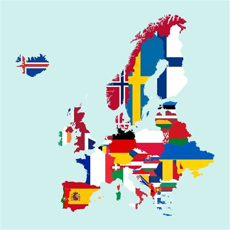 Europe Map With Flags Vector Illustration 14047381 Vector Art At Vecteezy