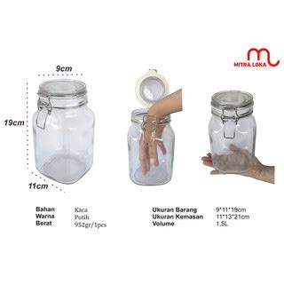 Jual Mitra Loka Jar Toples Kaca Kedap Udara 1 5 Liter Dengan Pengait