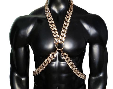 Gold Body Chain Chain Body Harness Men Body Harness Chest Etsy